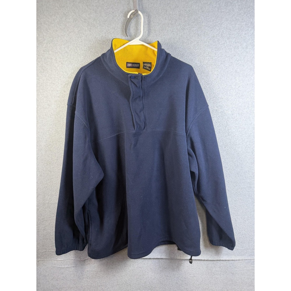Faded Glory Jacket Mens 2XL Navy Blue Fleece 1/4 Zip Pullover Stand Collar Warm